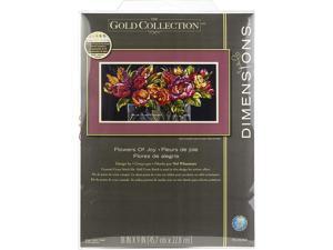 Dimensions Flowers of Joy Counted Cross Stitch Kit Gold Collection, 14 Count Black Aida Cloth, 18 x 9 Dimensions Flowers of Joy Counted Cross Stitch Kit Gold Collection, 14 Count Black Aida Cloth, 18 x 9