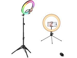 10" Ring Light with Stand, Fauna 10 Colors RGB LED Ring Light with Two Tripod Stand and Phone Holder & 10 Brightness Level & Camera Remote Shutter for Makeup,YouTube,Video,Photography 10" Ring Light with Stand, Fauna 10 Colors RGB LED Ring Light with Two Tripod Stand and Phone Holder & 10 Brightness Level & Camera Remote Shutter for Makeup,YouTube,Video,Photography