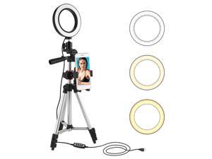 LED Ring Light with Tripod Stand Selfie Stick, 5.7" Dimmable Mini Camera Light with 360° Rotation Cell Phone Holder Table Lamp with 3 Light Modes & 11 Brightness Level for YouTube Video and Makeup LED Ring Light with Tripod Stand Selfie Stick, 5.7" Dimmable Mini Camera Light with 360° Rotation Cell Phone Holder Table Lamp with 3 Light Modes & 11 Brightness Level for YouTube Video and Makeup
