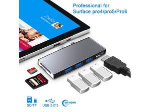 Upgraded Version Microsoft Surface Pro 6/Pro 5/Pro 4 Hub Docking Station with 4K HDMI Port,3X USB 3.0 Ports(5Gps),SD/TF Slot Momery Card Reader Converter Combo Adaptor for Surface Aluminum Alloy Upgraded Version Microsoft Surface Pro 6/Pro 5/Pro 4 Hub Docking Station with 4K HDMI Port,3X USB 3.0 Ports(5Gps),SD/TF Slot Momery Card Reader Converter Combo Adaptor for Surface Aluminum Alloy