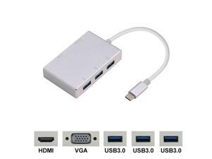 USB 3.1 Type C to HDMI VGA 3 Port USB 3.0 HUB Converter Adapter USB 3.1 Type C to HDMI VGA 3 Port USB 3.0 HUB Converter Adapter