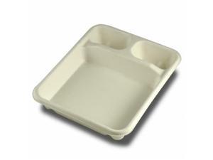 StalkMarket T003 3 Compartment Compostable Bagasse Food Tray - Pack of 400 StalkMarket T003 3 Compartment Compostable Bagasse Food Tray - Pack of 400