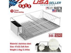 Kitchen Dish Drying Rack Stainless Steel Storage w/ Chopstick Holder Rrustless Kitchen Dish Drying Rack Stainless Steel Storage w/ Chopstick Holder Rrustless