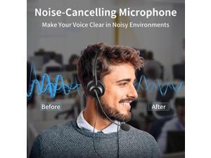 Usb Headset With Microphone For Pc Laptop, Computer Wired Headset With Noise Cling Microphone, Mute Mic Function, Volume Control, Office Headset For Call Center Zoom Skype Classroom