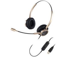 Usb Headset With Microphone For Office Conference Call Skype Microsoft Teams Binaural, Pc Headset With Mic Mute Volume Control For Nuance Voice Recognition Speech Dictation
