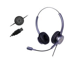 Usb Headset With Microphone - Noise Cling In-Line Controls For Volume & Mic Mute, For Business Pc Office Softphone Call Center Works With Teams, Skype Zoom