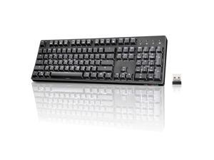 Gaming Keyboard Mechanical, Velocifire Vm02Ws 104-Key Full Size Gaming Keyboard Ergonomic With Red Switches White Backlit & High Battery Lasting For Copywriters, Typists, Programmer(Black)
