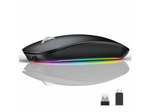 Rgb Bluetooth Mouse, Type C Charging Dual Mode Wireless Mouse Bluetooth 5.1 Optical 2.4G Rechargeable Silent Wireless Computer Mice With Usb Receiver For Laptop/Pc/Macbook/Ipad (Matte Black)