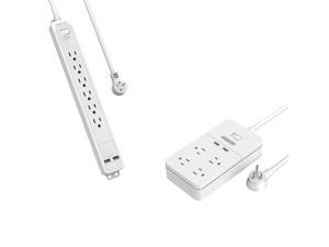 ONSMART Surge Protector Power Strip 4 Multi Outlets & 4 USB Charging Ports 3.4A Total Output 600J Surge Protector Charging Station 6 ft Long UL Cord Wall Mount White 
