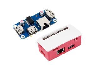Ethernet Usb Hub Box For Raspberry Pi Zero Zero W Zero Wh,Include Ethernet Usb Hub Hat Board, With 1X Rj45 10 100M Ethernet Port And 3X Usb 2.0 Ports,Abs Enclosure Dull Polish Surface