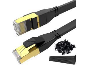 Indoor&Outdoor for Router,Modem,PC,PS5 Cat 8 Ethernet Cable 15ft,Swecent 26AWG Nylon Braided High Speed 40Gbps 2000Mhz Flat Network LAN Patch Cord with Gold Plated RJ45 Connector-Shielded in Wall 