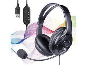 Computer Headset With Microphone Usb Headset With Microphone For Pc Headphones With Microphone Usb Double-Sided Binaural Headset With Stereo Sound, Noise-Cancelling Mic Lightweight