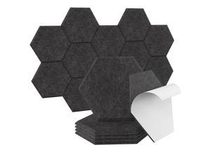 Hexagon Acoustic Panels Art Decor Sound Proof Padding Sound Dampening Panel Acoustic Foam Wall Tiles, Beveled Edge 6.8" X 7.9" X 0.35", 6 Pack Sesame Black