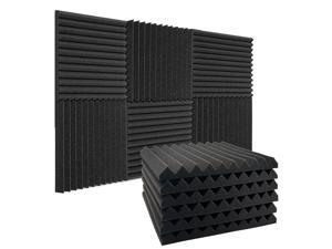 Acoustic Foam Pack Of 16, Soundproof Panel Wedge Studio Wall Tiles, 1'' X 12'' X 12'' Soundproofing Noise Absorption For Office Theater Cinema