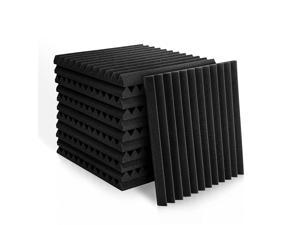 1" X 12" X 12" Acoustic Foam Panels, Studio Wedge Tiles, Sound Panels Wedges Soundproof Sound Insulation Absorbing Home And Office 12 Pack, Black