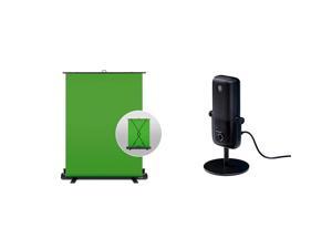 Elgato Green Screen - Collapsible Chroma Key Backdrop, Wrinkle-Resistant Fabric & Wave:3 Premium USB Condenser Microphone and Digital Mixer for Streaming, Recording, Podcasting - Clipguard