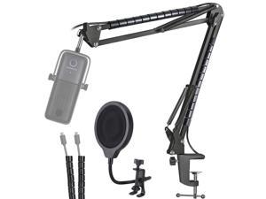 Elgato Wave 3 Mic Stand With Pop Filter - Professional Windscreen Microphone Boom Arm Stand With Cable Sleeve Combo To Improve Sound Quality By