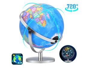 13" Illuminated World Globe 720° Rotating Education Cartography Map Home W/ LED 
