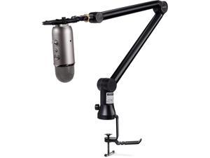 Mic Arm Desk Mount(Longer)For Shure Sm7B/Mv7/Blue Yeti/Snowball/At2020 Mic&Others, Universal Pro-Heavy Duty Metal Mic Boom Arm Stand With 3/8" To 5/8" Adapter,Hidden Cable Trough,Headset Hook