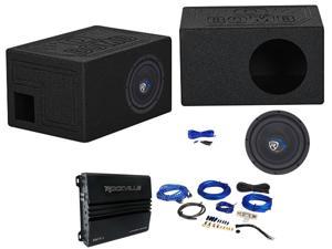 Rockville K5 W8K5S4 8" 800 Watt Subwoofer+Vented Sub Box+Amplifier+Amp Kit