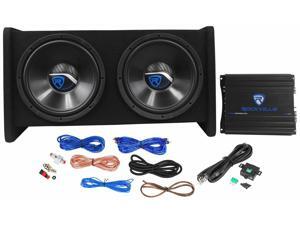Rockville RV12.2B 1200w Dual 12" Car Subwoofer Enclosure+Mono Amplifier+Amp Kit