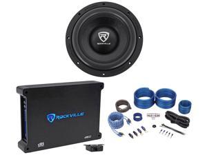 Rockville W10K6D4 V2 10" 2000 Watt Car Audio Subwoofer+Mono Amplifier+Amp Kit