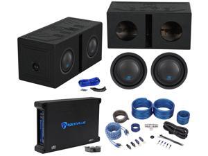 (2) ALPINE S-W8D2 8" 900w Subwoofers+Vented Sub Box Enclosure+Amplifier+Amp Kit