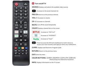 Replaced Samsung TV Remote Control for TM1240AHG32NB677 UN55RU710D UN58RU7100