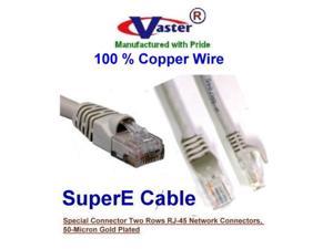 Ethernet Network Patch Cable UL 24Awg Pure Copper SuperEcable Made in USA White USA-0678-9 Ft UTP Cat5e