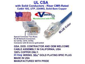 9 Ft Cat6A 10G High Performance Snagless UTP Ethernet Patch Cable Blue 23Awg Made in USA 50u Gold Plating - UL CSA CMR and 100% Copper 9 Ft Cat6A 10G High Performance Snagless UTP Ethernet Patch Cable Blue 23Awg Made in USA 50u Gold Plating - UL CSA CMR and 100% Copper