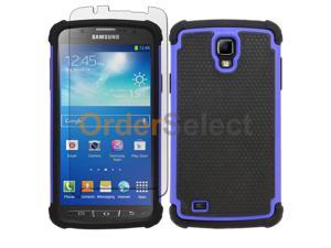 Hybrid Rubber Case+LCD Screen Guard for Samsung Galaxy S4 Active Blue 100+SOLD