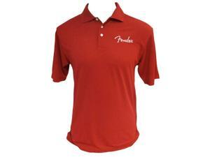 Fender Spaghetti Logo Polo Shirt in Red- Small Fender Spaghetti Logo Polo Shirt in Red- Small