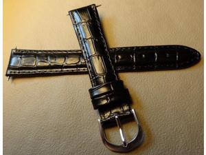 New Timex Glossy Black Bamboo Crocodile Grain 18mm Genuine Leather Watch Band New Timex Glossy Black Bamboo Crocodile Grain 18mm Genuine Leather Watch Band