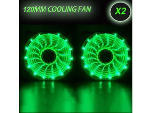 2 Pack GREEN 120mm 15LED Neon Light Quite PC Computer Desktop Case Fan Cooler 2 Pack GREEN 120mm 15LED Neon Light Quite PC Computer Desktop Case Fan Cooler