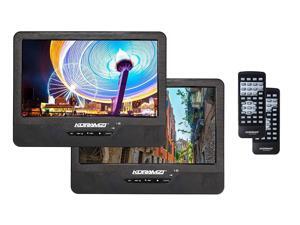 Koramzi Portable 9" Dual Screen Dual DVD Player with Rechargeable Battery / USB Koramzi Portable 9" Dual Screen Dual DVD Player with Rechargeable Battery / USB
