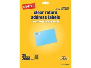 Staples Laser/Inkjet Address Labels 1/2" x 1 3/4" Clear 80 Labels/Sheet 575762 Staples Laser/Inkjet Address Labels 1/2" x 1 3/4" Clear 80 Labels/Sheet 575762