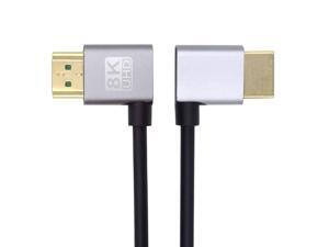 Cablecc HDMI 2.1 Ultra Thin HDTV Cable 8K 4K Hyper Super Flexible Slim Cord Right Angled to Right Angled 90 Degree Type-A  for Computer HDTV (50cm)