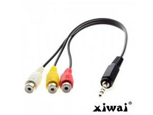 Xiwai 3.5mm 1/8" Male Stereo Car AUX to 3 RCA AV Female Cord Audio Video Composite Cable 20cm