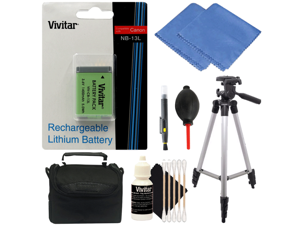 Vivitar Li-on Battery for Canon NB-13L + All You Need Professional Accessory Kit for Canon SX620 SX720 SX730 G7 X G9 X G5 X G1 X Mark III