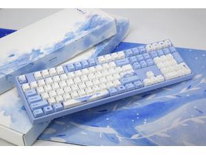 Varmilo VA108M Sea Melody Full Size Gaming Mechanical Keyboard Cherry MX Red Switch Dye Sub PBT Keycaps NKRO Detachable USB Wired Blue and White