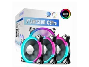 PandaTek C3 Pro 120mm 3-Pack RGB LED PMW Quiet High Airflow Color Adjustable Computer Case Fan PC Cooler Radiator Fan with Controller, Fan Speed and Light Speed Controllable