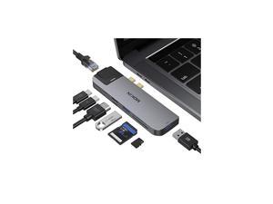 Pro USB Adapter USB C Multiport Adapter Hub Mac Dongle for ProAir with 4K HDMI Port Gigabit ethernet 2 USB TFSD Card Reader USBC 100W PD and Thunderbolt 3