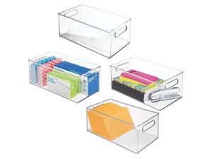 Plastic Storage Bin Container Home Office Desk and Drawer Organizer Tote with Handles Holds Gel Pens Erasers Tape Pens Pencils Markers Envelopes 145quot Long 4 Pack Clear Plastic Storage Bin Container Home Office Desk and Drawer Organizer Tote with Handles Holds Gel Pens Erasers Tape Pens Pencils Markers Envelopes 145quot Long 4 Pack Clear