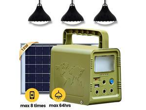 84Wh Solar Generator Lighting with Panels, Portable Power Station with 18W Solar Panel and 3 LED Lamp for Outdoor Camping, Fishing, Hurricane, Power Outage, Home Emergency Power Supply