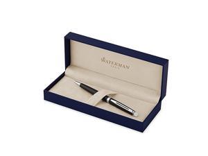 Hémisphère Ballpoint Pen, Matte Black with Chrome Trim, Medium Point with Blue Ink Cartridge, Gift Box