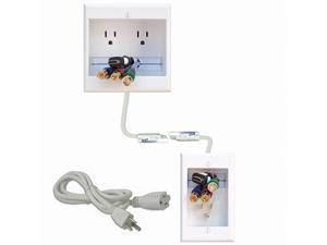 TWO-CK Dual Outlet Recessed In-Wall Cable Management System with PowerConnect for Wall-Mounted Flat Screen LED, LCD, and Plasma TV’s