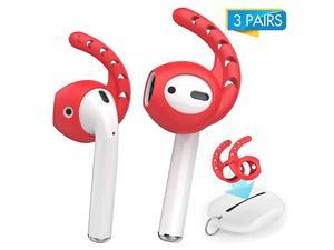 3 Pairs Ear Hooks Comfortable Silicone Cover Accessories Compatible with Apple AirPods 1 and 2 or EarPods HeadphonesRed