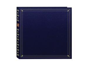 300 Pocket Memo Photo Album Archival Memo Space European Bonded Leather Bookshelf Design Fits 35 x 5 Inch Photos Navy Blue