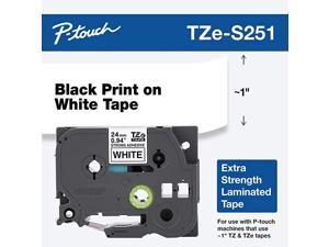 Genuine Ptouch TZES251 Tape 1 094 Wide ExtraStrength Adhesive Laminated Tape Black on White Laminated for Indoor or Outdoor Use WaterResistant 094 x 262 24mm x 8M TZES251
