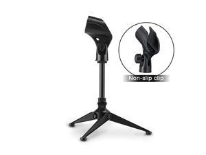 Desk Mic Stand Universal Adjustable Desktop Microphone Stand Portable Foldable Tripod Mic Table Stand with Small Plastic Microphone Clip For Sm57 Sm58 Sm86 Sm87 Blue YetiBlue Snowball iCE